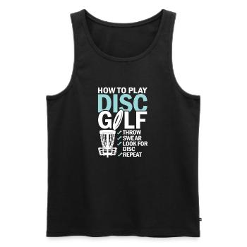 Discgolf Lernen Motivation Design - Männer Premium Bio Tank Top - Schwarz - Vorne - AI Model Male 178 light (178cm)