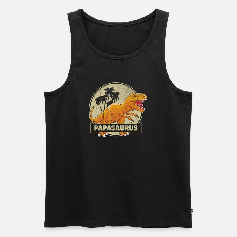 Papasaurus - Männer Premium Bio Tank Top - Schwarz