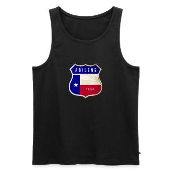 Drapeau Abilene - Motif écusson Texas - Débardeur bio Premium Homme - noir - Devant - Michal (187cm)