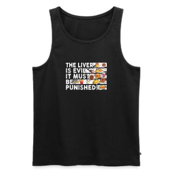 The liver is evil and is punished - Men's Premium Organic Tank Top - black - Front - AI Model Male 178 light (178cm)
