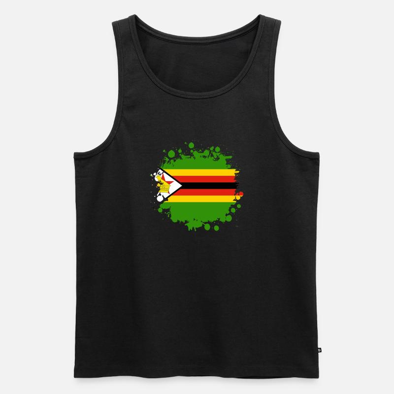Simbabwe Flaggen Klecks - Männer Premium Bio Tank Top - Schwarz
