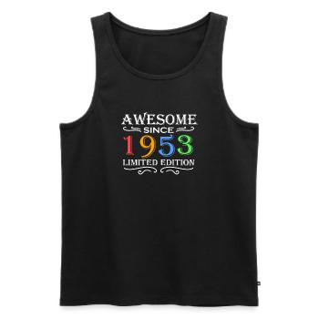 1953 - Jahrgang 1953 - Fantastisch seit 1953 - Männer Premium Bio Tank Top - Schwarz - Vorne - AI Model Male 178 light (178cm)