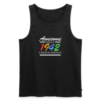 1942 - Jahrgang 1942 - Fantastisch seit 1942 - Männer Premium Bio Tank Top - Schwarz - Vorne - Michal (187cm)