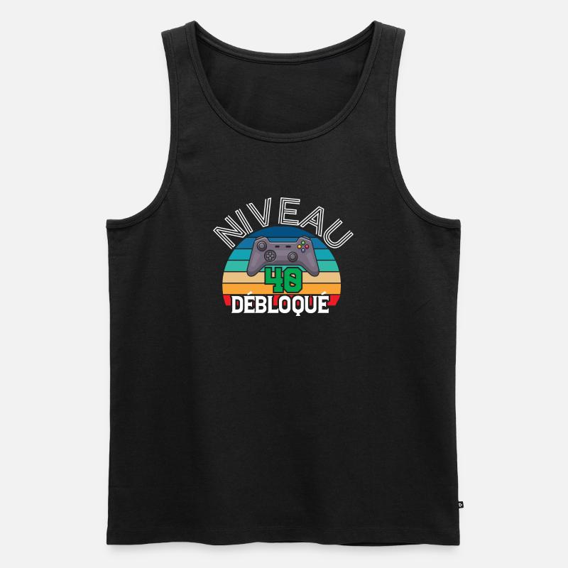 Level 40 freigeschaltet - Männer Premium Bio Tank Top - Schwarz