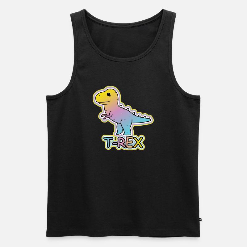 Pastell-T-Rex Cartoon Design - Männer Premium Bio Tank Top - Schwarz