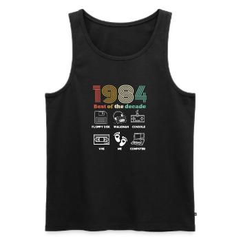 Best of the Decade 1984 - Men's Premium Organic Tank Top - black - Front - AI Model Male 178 light (178cm)
