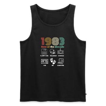 Best of the Decade 1983 - Humour Anniversaire - Débardeur bio Premium Homme - noir - Devant - AI Model Male 178 light (178cm)