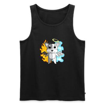 Dog Welsh Corgi Pembroke - Angel and Devil - Men's Premium Organic Tank Top - black - Front - AI Model Male 178 light (178cm)
