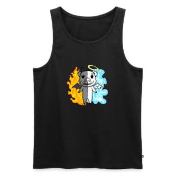 Pig - Angel and Devil - Men's Premium Organic Tank Top - black - Front - AI Model Male 178 light (178cm)