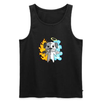 Dog Pug - Angel and Devil - Men's Premium Organic Tank Top - black - Front - AI Model Male 178 light (178cm)