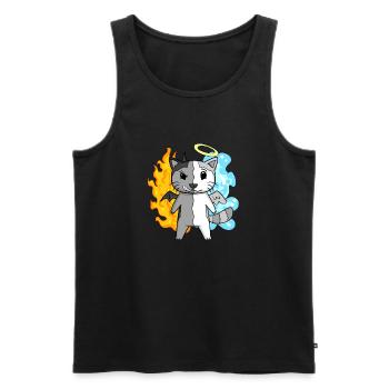 Ange chat et diable - Débardeur bio Premium Homme - noir - Devant - AI Model Male 178 light (178cm)