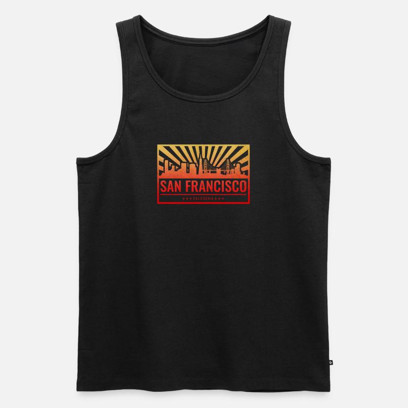 San Francisco Skyline Gradient - Männer Premium Bio Tank Top - Schwarz