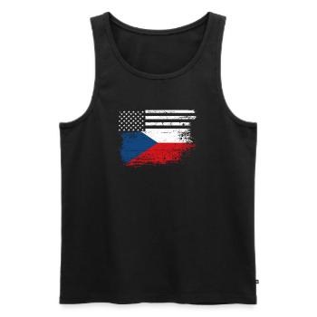 Drapeau Fusion US Tchèque - Débardeur bio Premium Homme - noir - Devant - AI Model Male 178 light (178cm)