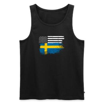 Flag Fusion: US Nordic Brush - Men's Premium Organic Tank Top - black - Front - Michal (187cm)
