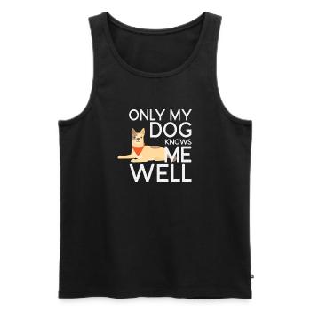 Only My Dog Knows Me Well - Men's Premium Organic Tank Top - black - Front - AI Model Male 178 light (178cm)