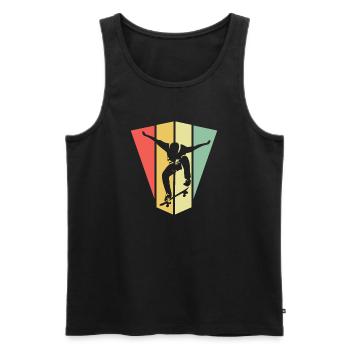skate skateboarding symbol retro vintage Olli icon - Männer Premium Bio Tank Top - Schwarz - Vorne - AI Model Male 178 light (178cm)