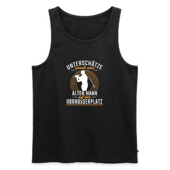Unterschätze niemals einen alten Mann auf dem - Männer Premium Bio Tank Top - Schwarz - Vorne - Michal (187cm)