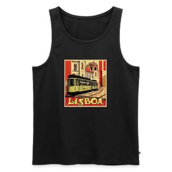 Lisboa Tram - Men's Premium Organic Tank Top - black - Front - AI Model Male 178 light (178cm)