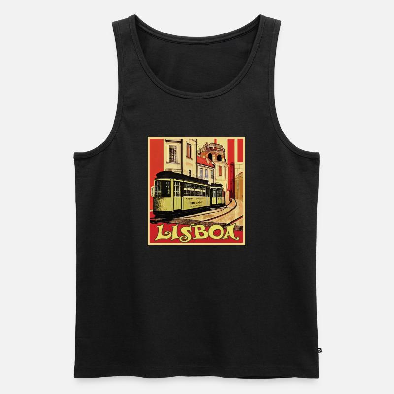 Tramway de Lisbonne - Débardeur bio Premium Homme - noir