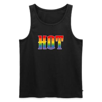 Rainbow text Hot LGBT lgbtqi queer - Men's Premium Organic Tank Top - black - Front - AI Model Male 178 light (178cm)