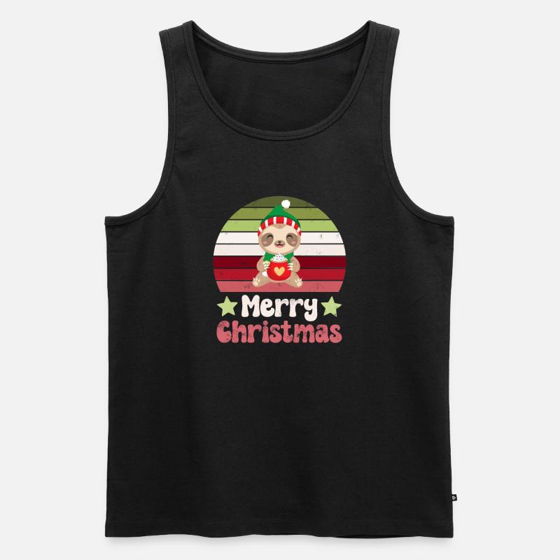 Faultier Weihnachten - Männer Premium Bio Tank Top - Schwarz