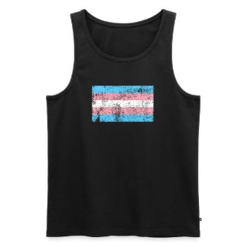 Drapeau transgenre Grunge Vintage Rétro - Débardeur bio Premium Homme - noir - Devant - Michal (187cm)