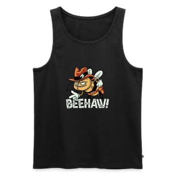 Beehaw Biene Mit Cowboyhut Yeehaw - Männer Premium Bio Tank Top - Schwarz - Vorne - AI Model Male 178 light (178cm)