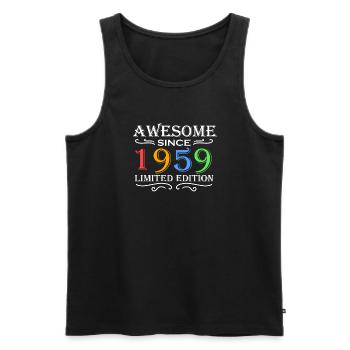 1959 - Jahrgang 1959 - Männer Premium Bio Tank Top - Schwarz - Vorne - AI Model Male 178 light (178cm)