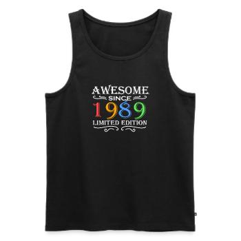 1989 - Born 1989 - Men's Premium Organic Tank Top - black - Front - AI Model Male 178 light (178cm)