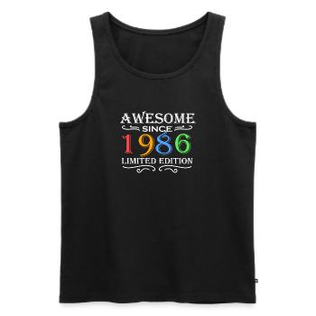 1986 - Born 1986 - Men's Premium Organic Tank Top - black - Front - AI Model Male 178 light (178cm)