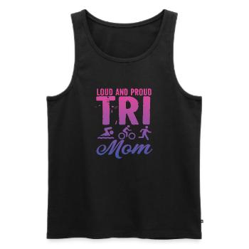 Loud And Proud Tri Mom Triathlete - Men's Premium Organic Tank Top - black - Front - AI Model Male 178 light (178cm)