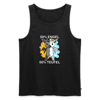 Katze Katzenrasse Chausie - Engel und Teufel - Männer Premium Bio Tank Top - Schwarz - Vorne - Michal (187cm)