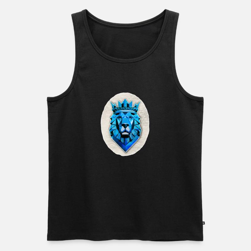 Blauer geometrischer Löwe - Polygon - Männer Premium Bio Tank Top - Schwarz