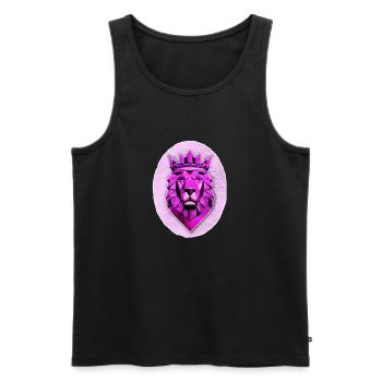 Geometrischer Löwe mit Magenta-Krone - Männer Premium Bio Tank Top - Schwarz - Vorne - AI Model Male 178 light (178cm)