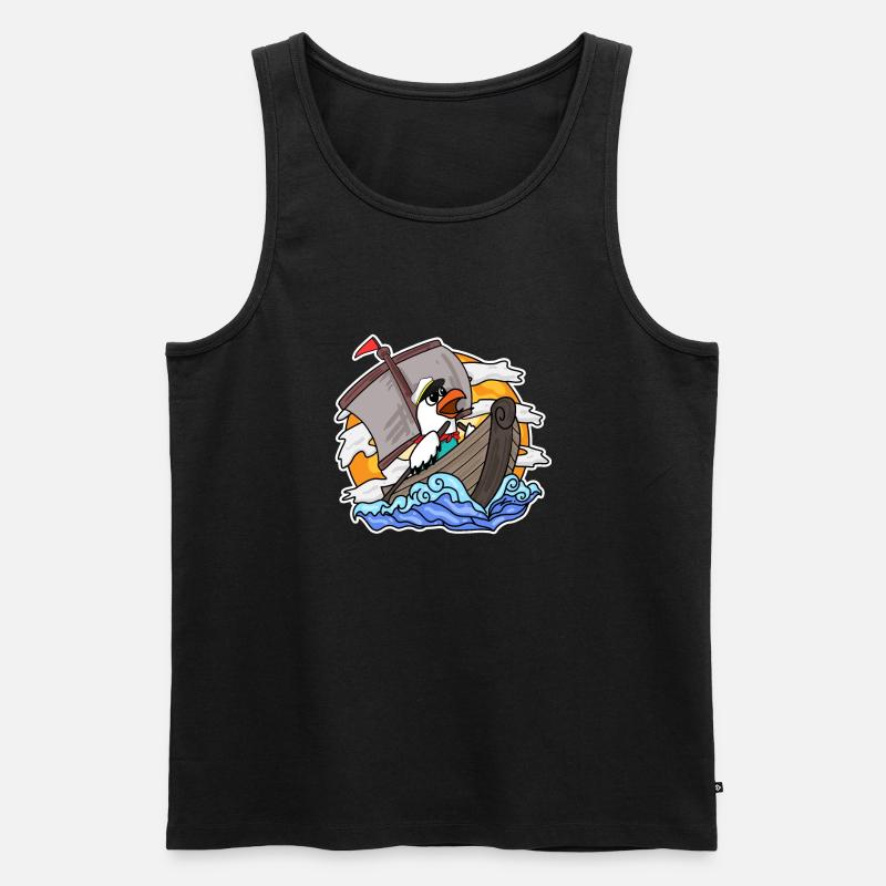 Möwe im Boot - Männer Premium Bio Tank Top - Schwarz