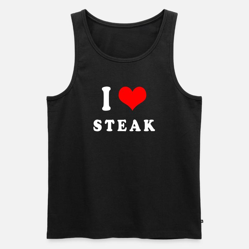 Ich liebe Steak - Männer Premium Bio Tank Top - Schwarz