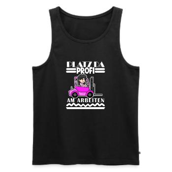 Staplerfahrerin Gabelstapler Lager Logistik Damen - Männer Premium Bio Tank Top - Schwarz - Vorne - Michal (187cm)