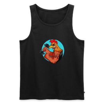 Strong Muscle Chicken Fitness Gym Chickens - Men's Premium Organic Tank Top - black - Front - Michal (187cm)