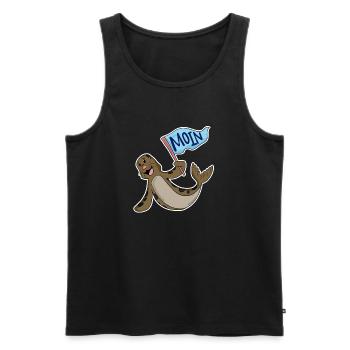 Robbe mit Moin Flagge - Männer Premium Bio Tank Top - Schwarz - Vorne - AI Model Male 178 light (178cm)