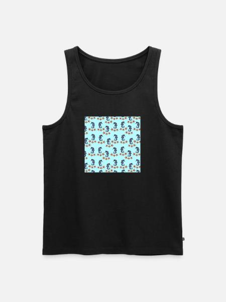 sommerkleidung tiermuster, Seepferdchenmuster - Männer Premium Bio Tank Top - Schwarz