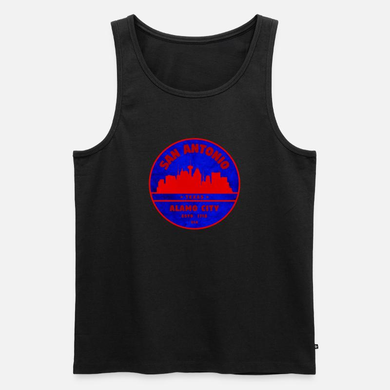 San Antonio Skyline Retro-Abzeichen - Männer Premium Bio Tank Top - Schwarz