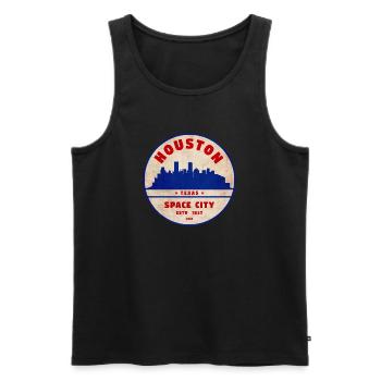 Houston Space City Skyline Vintage - Männer Premium Bio Tank Top - Schwarz - Vorne - AI Model Male 178 light (178cm)