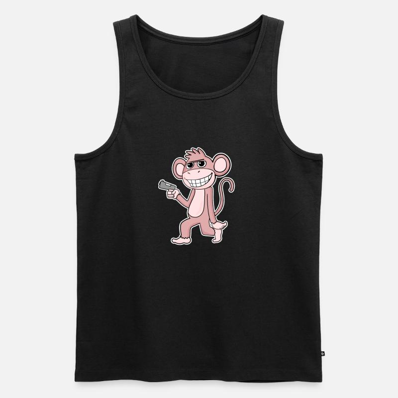 Affe mit Pistole - Männer Premium Bio Tank Top - Schwarz