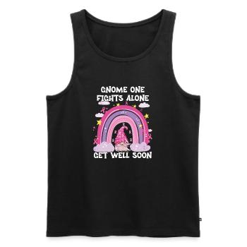 Gnome One Fights Alone Breast Cancer - Men's Premium Organic Tank Top - black - Front - AI Model Male 178 light (178cm)