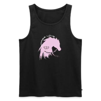 pferd liebe reiten sport horse love pink mähne gir - Männer Premium Bio Tank Top - Schwarz - Vorne - Michal (187cm)