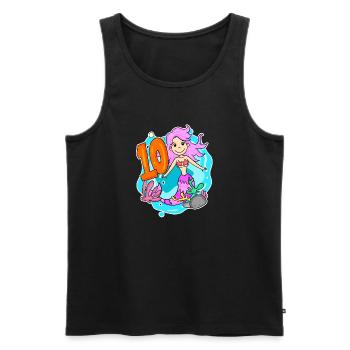 Mädchen 10 Jahre alt 10. Geburtstag Meerjungfrau - Männer Premium Bio Tank Top - Schwarz - Vorne - Michal (187cm)