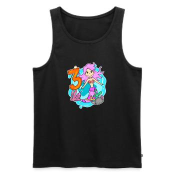 Mädchen 3 Jahre alt 3. Geburtstag Meerjungfrau - Männer Premium Bio Tank Top - Schwarz - Vorne - Michal (187cm)