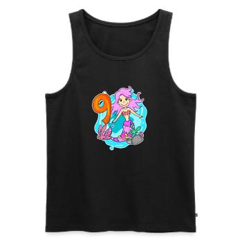 Mädchen 9 Jahre alt 9. Geburtstag Meerjungfrau - Männer Premium Bio Tank Top - Schwarz - Vorne - AI Model Male 178 light (178cm)
