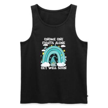 Gnome One Fights Alone Uterine Cancer - Men's Premium Organic Tank Top - black - Front - AI Model Male 178 light (178cm)