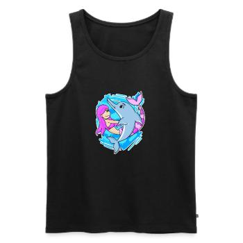 Dolphin Mermaid Fille Fille Cadeau - Débardeur bio Premium Homme - noir - Devant - AI Model Male 178 light (178cm)